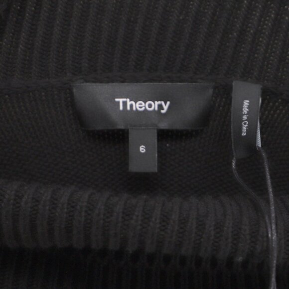 NWT THEORY Relaxed Fit Pima Cotton Knit Turtleneck Sweater in Black Size 6 - Picture 7 of 9